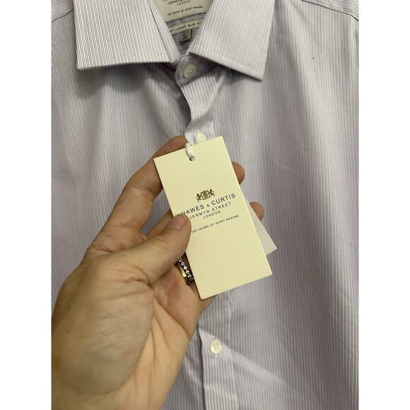 Hawes & Curtis Mens ST James Slim Fit Poplin Stripe Button Up Shirt Size 15.5-36 - Picture 3 of 9